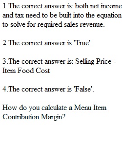 Food and Beverage Pricing Knowledge Check